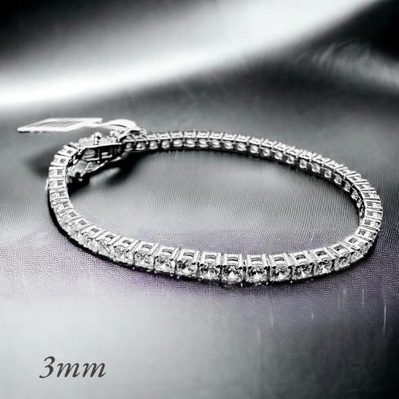 4mm” Tennis Bracelet/925 Solid Sterling Silver/Bridesmaids Wedding Jewel… - Picture 6 of 9